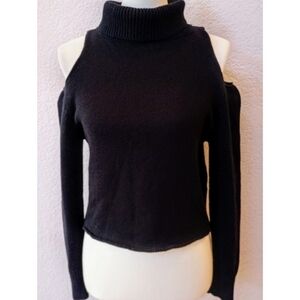 💕 OAK NYC black cold shoulder turtleneck sweater